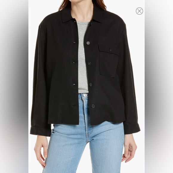 Treasure & Bond Tops - Treasure & Bond Black Shrunken Linen Blend Jacket Size Medium (8-10) NWT